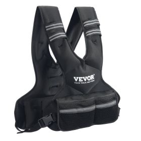 VEVOR Adjustable Weighted Vest, 11-20lb Weight Vest with 6 Ironsand Weights and Reflective Stripe, Body Weight Vest Exercise Set for Men Women