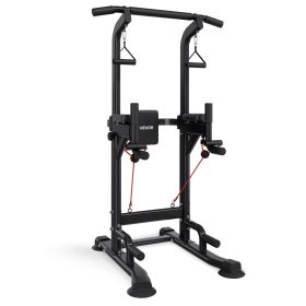 VEVOR Pull Up Bar, 330 LBS Power Tower Dip Station, Workout Dip Station with H-Shaped Stable Base & Back Pad