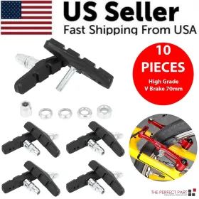5 Pairs High Grade Cycling Bicycle Bike V Brake Pads 70mm Shoes Pads Black (Option: Default Title)