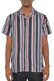Weiv Short Sleeve Button Down Shirt (Color: BLACK RED, size: 2XL)