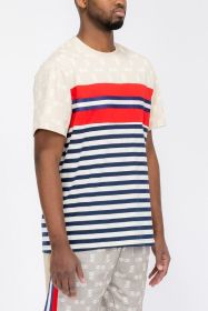 CHAIN LINK PRINT SHORT SLEEVE TSHIRT (Color: Black, size: M)