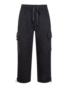 Heavyweight Fleece Cargo Pants (Color: Black, size: 3XL)