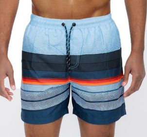 Blue stripes Swim Trunks Board Shorts (Color: Blue, size: 2XL)