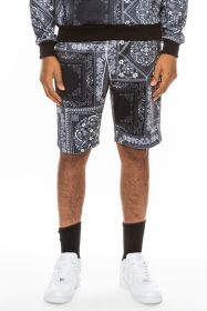 Weiv Mens Paisley Bandana Print Shorts (Color: Black, size: M)